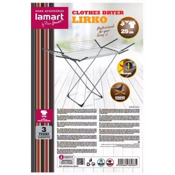Veļas žāvētājs LAMART LT8101 — 25 m žāvēšanas aukla, viegls un izturīgs
