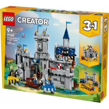 Konstruktors LEGO Creator 3-in-1 Viduslaiku bruņinieka pils komplekts 31168 — 1371 detaļa, 6 minifigūras, vecumam 9+