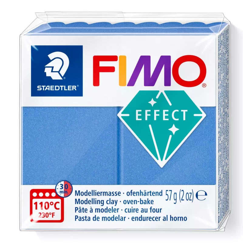 FIMO effect zils metālisks modelēšanas māls – FIMO 8010-31, mīksts polimērmāls modelēšanai un dekoratīviem projektiem