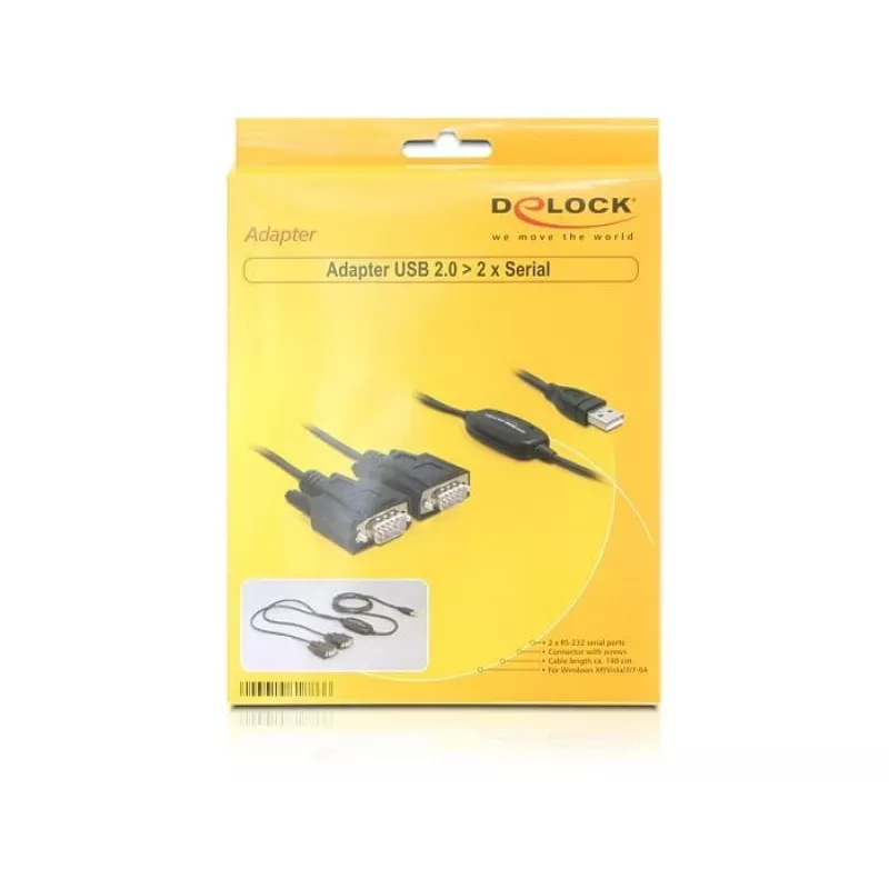 DeLOCK 2x RS232/USB 2.0 seriālais kabelis, melns, 61886