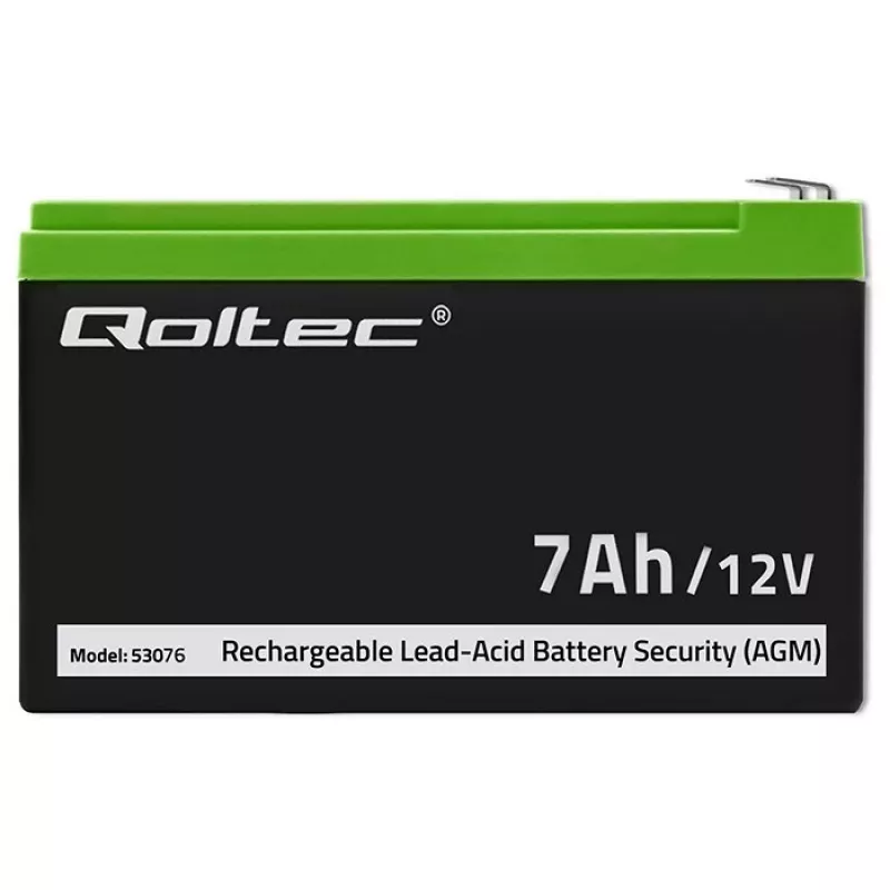 Qoltec 53076 AGM akumulators | 12V | 7Ah | Drošības sistēmām