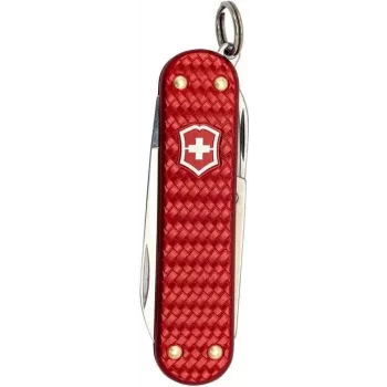 Kabatas nazis Victorinox Classic SD Precious Alox Iconic Red — kompakts atslēgu piekariņa daudzinstruments
