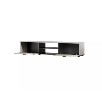 TV skapis Cama Meble SOHO 180x43x37 cm — smilškrāsas virsma, melns rāmis