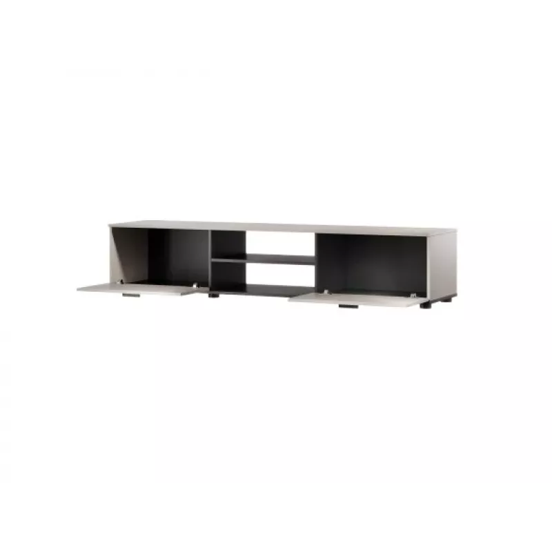 TV skapis Cama Meble SOHO 180x43x37 cm — smilškrāsas virsma, melns rāmis