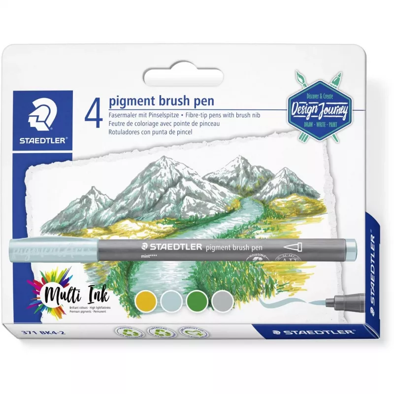 Staedtler Design Journey 371 BK4-2 pigmenta otu pildspalvu kopa, Lake Colors, 4 gab.
