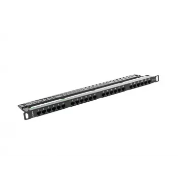 Lanberg PPU5-0024-B - 24 portu RJ-45 Cat5e sadales panelis - melns - metāls - 19 inch 0.5U