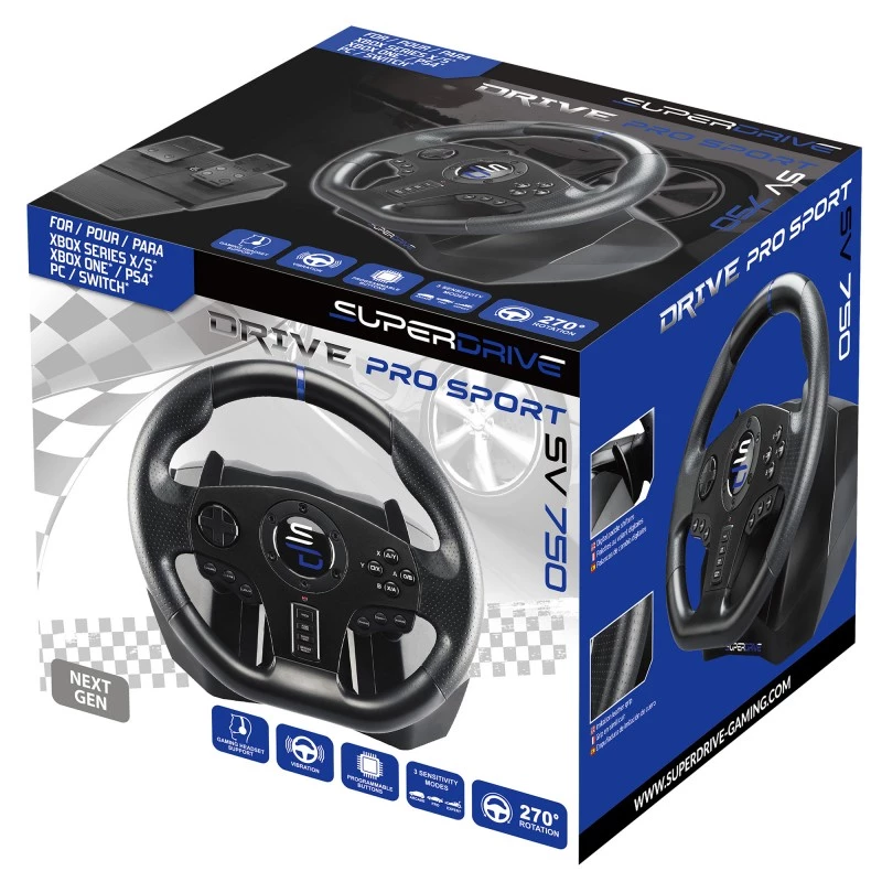 Stūre + Pedāļi Subsonic SV750 Melns 270° Rotācija USB