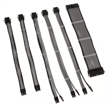 Pagarinātāju komplekts Kolink Core Adept — 6 daļu PSU un mātesplates pagarinātāji, PET pinums, vara vadi, garumi 300–350 mm