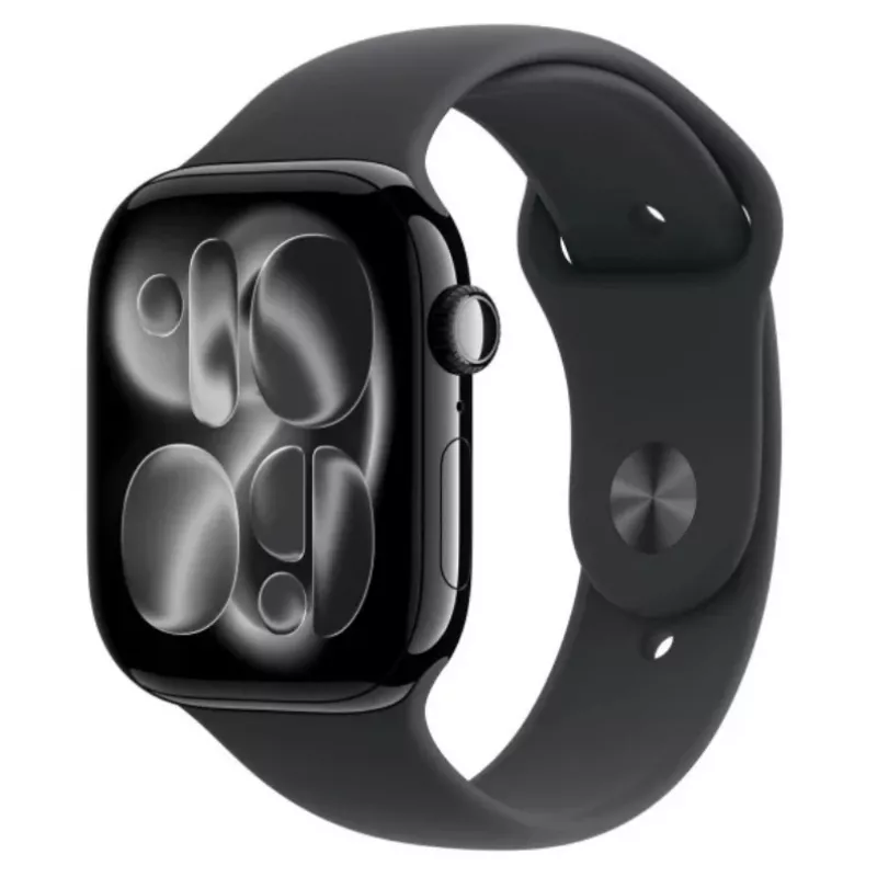 Apple Watch Series 11 GPS 46mm Jet Black Alumīnija Korpuss ar Melnu Sporta Siksniņu S/M