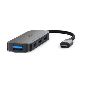 Nedis USB-Hubs 1x USB-C™ - 4x USB-A, 4 porti, USB 3.2 Gen1, barošana no USB, 5 Gbps (CCGB64220GY01)