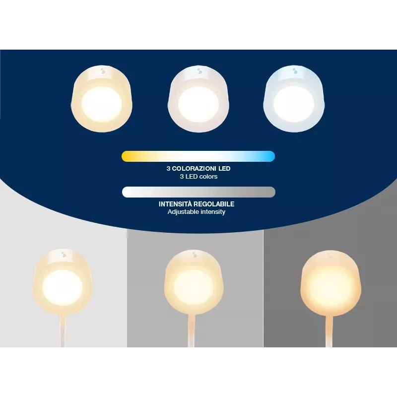 Beper P201UTP302 uzlādējama lasīšanas lampa, skārienvadība, 2,3 W, magnētiskais pamats/skava/sienas turētājs