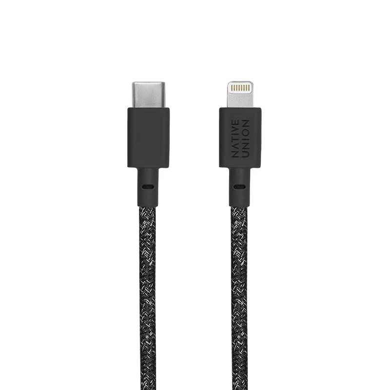 Native Union Night Cable USB-C uz Lightning 3 m — Melns/Pelēks