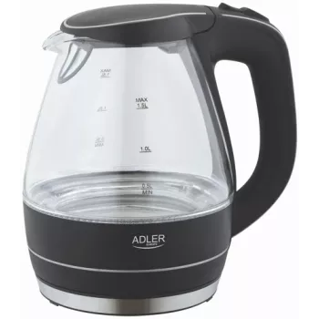 Tējkanna Adler AD 1224, stikla, 1.5 L, 2000 W, melna