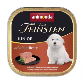 Slapjā suņu barība Animonda Vom Feinsten Junior ar putnu aknām 150 g, 10% olbaltumvielas, 7% tauki
