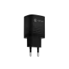 NATEC vadu mobilās ierīces lādētājs NUC-2141, 30W, USB-C PD 3.0 + USB-A QC 3.0, 110–240V, melns