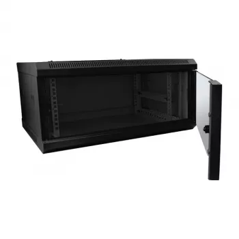 Sienas skapis ALLNET ALL-SMC6604SCHWARZ 4U, maks. slodze 50 kg, atslēgas slēdzene, melns