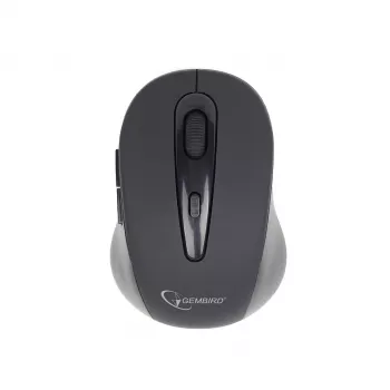 Bezvadu Bluetooth optiskā pele GEMBIRD MUSWB2 — labajai rokai, 1600 DPI, 6 pogas, melna/pelēka, AAA baterija
