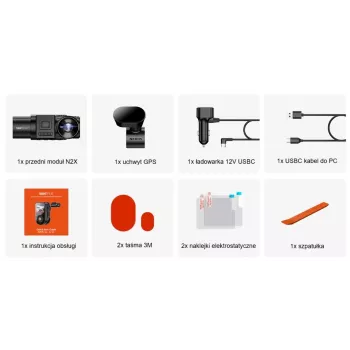 Auto DVR Vantrue N2X LTE — 2.7K Ultra HD, SONY STARVIS 2 IMX675 galvenā, 158° F/1.8, 2 kanāli, GPS, Wi‑Fi, IPS 2 collu ekrāns