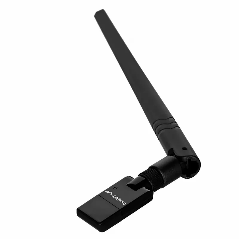 USB Wi‑Fi Adapter LANBERG NC-0300-WIE, USB 2.0, Divas ārējās antenas 5 dBi, WLAN 300 Mbps, Ethernet/WLAN, Melns