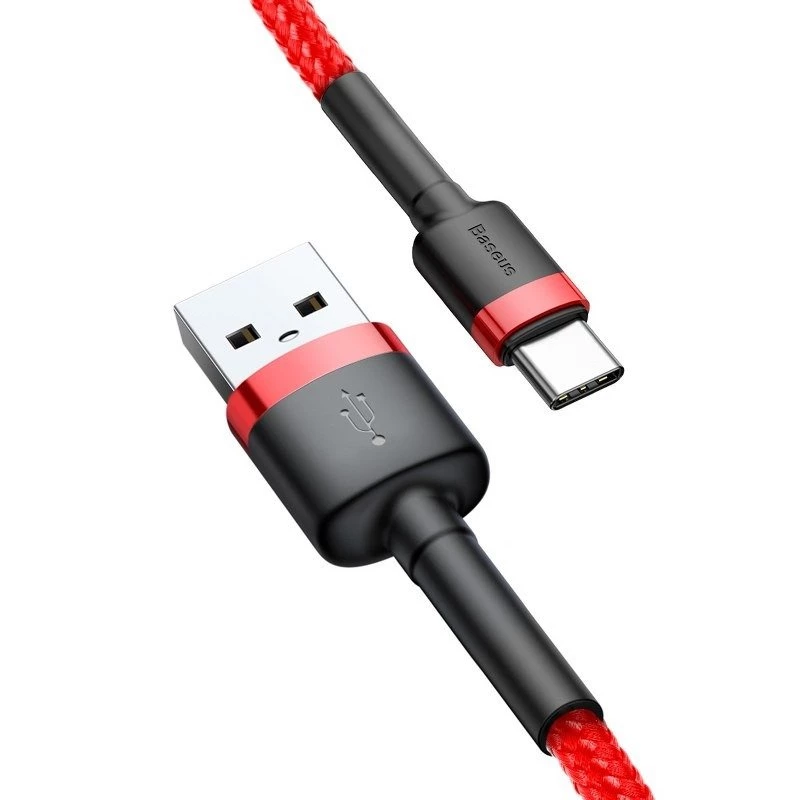 USB 2.0 A uz USB-C kabelis Baseus CATKLF-B09 1m QC3.0 neilona pīts sarkans, ātra uzlāde un datu sinhronizācija