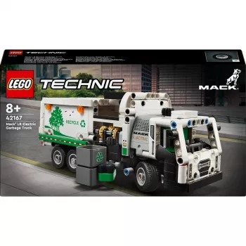 Konstruktors LEGO Technic Mack LR Electric atkritumu savācējs 42167 — 503 gab., motorizēts, izmērs 230×80×90 mm