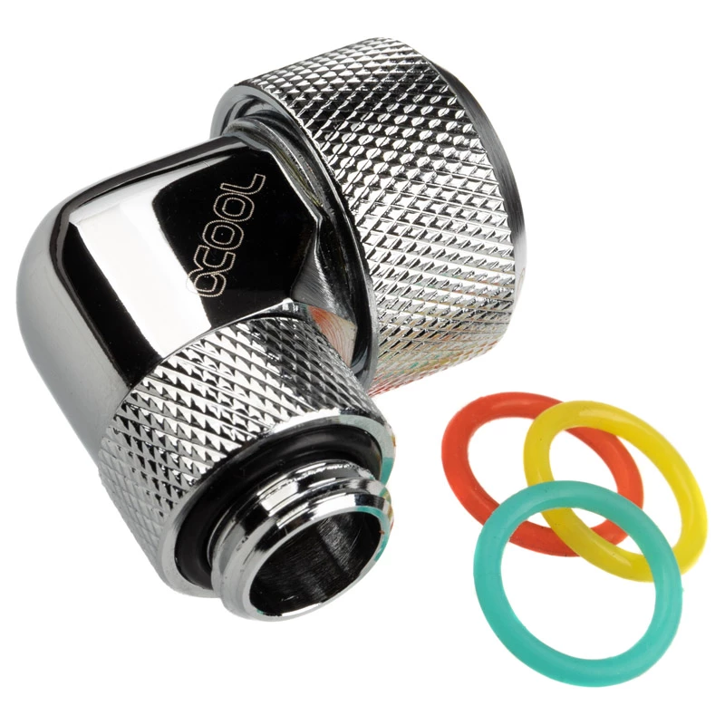 Alphacool Eiszapfen 90° kompresijas savienotājs 16mm HardTube, hromēts, 1/4 inch vītne