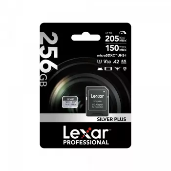 Atmiņas karte microSD 256GB C10 A2 U3 V30 205/150MB/s Silver Plus