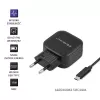 Qoltec 50188 universāls lādētājs klēpjdatoriem, viedtālruņiem, viedpulksteņiem, planšetēm, telefoniem, melns, AC/DC iekštelpām