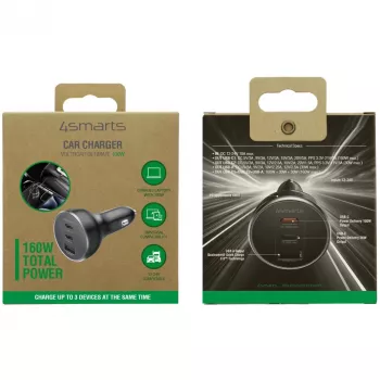 4smarts VoltRoad Ultimate 160W melns auto lādētājs (541224)