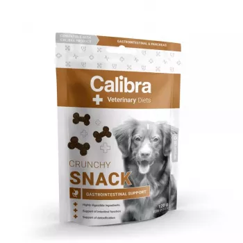 Calibra Veterinary Diets Crunchy Snack Gastrointestinal 120 g — funkcionāls, bezgraudu, zivju garšas kārums suņiem