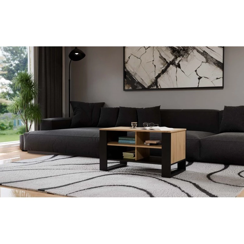 Kafijas galdiņš MODERN 4P Dąb Artisan Czerń