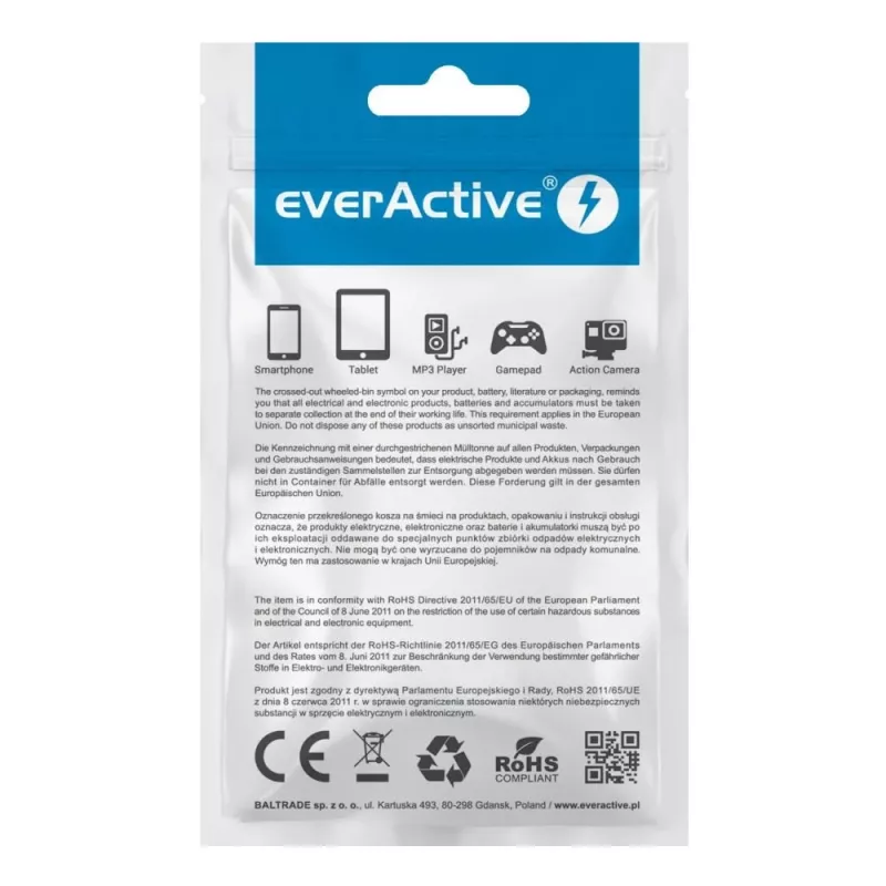 everActive USB Lightning kabelis 1m - Balts, silikons, ātrā uzlāde, 2,4A - CBS-1IW