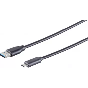 USB kabelis S/CONN 77141-0.5 USB 3.2 Gen 1 0.5 m USB C USB A Melns