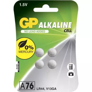 GP sārma pulksteņa baterija 76A/LR44/V13GA 1,5V 4 iepakojums blisterī