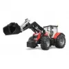 BRUDER Massey Ferguson 7624 ar frontālo iekrāvēju, sarkans, rotaļlieta traktors 1:16, 3+ gadi