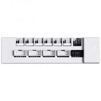 USB un PWM centrmezgls Lian Li EDGE HUB EG-HUB01W — 4× USB, 6× PWM, balts