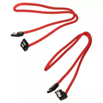 Corsair Premium Sleeved SATA kabelis, leņķveida, sarkans, 60 cm - 2 iepakojumā