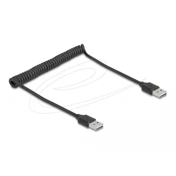 Spoles kabelis DeLOCK EASY-USB 2.0 Type-A vīrietis uz Type-A vīrietis 0.5m līdz 0.8m melns