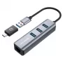 GRAUGEAR USB Hub G-HUB31L-A — USB 3.2 Gen 1 Type-A ligzda, 3x USB 3.2 Gen 1 Type-A pieslēgvietas + RJ-45, 5000 Mbit/s