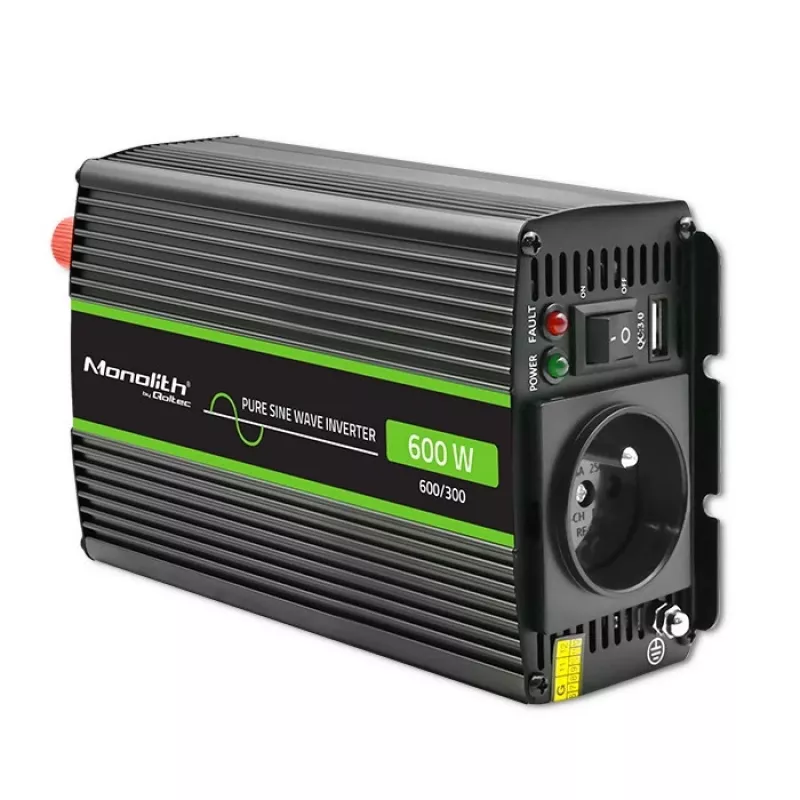 Qoltec Monolith invertors barošanas avots Auto 600 W 12 V