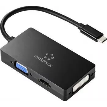 Renkforce RF-4633066 USB-C / HDMI / DVI / VGA adapter [1x USB-C spraudnis - 1x VGA ligzda, HDMI ligzda, DVI ligzda 24+5 kont.] Melns