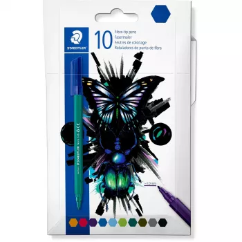 Finelaineri Staedtler 326 C10 E1, īpaši plāns 1 mm gals, jauktas krāsas, 10 iepakojumā