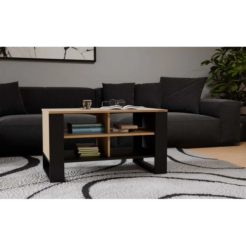 Kafijas galdiņš MODERN 4P Dąb Artisan Czerń