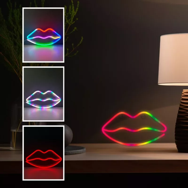Neona zīme MANTA SNL61RGB LIPS RGB krāsu maiņas dekoratīvā zīme