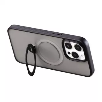 Aizsargmaciņš ar magnētu un statīvu Joyroom JR-BP004 iPhone 15 — Melns, plāns magnētiskais korpuss