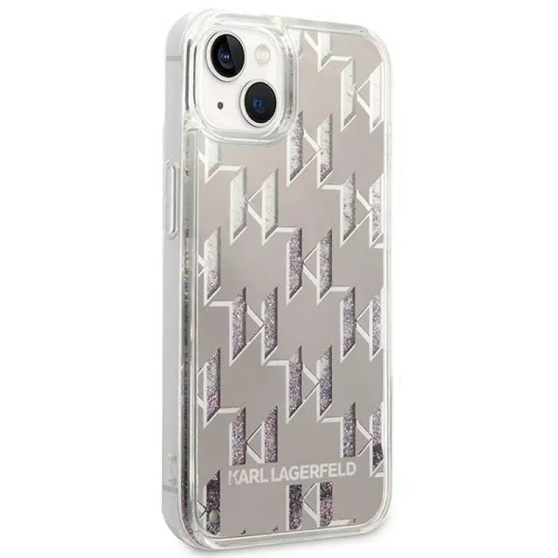 Karl Lagerfeld KLHCP14MLMNMS cietais maciņš iPhone 14 Plus 6.7 sudrabs / sudrabs Liquid Glitter Monogram