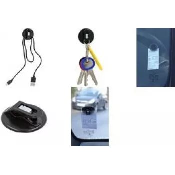 Turētāju komplekts WEDO 64 301001 — universāls autostāvvietas biļešu un USB kabeļu turētājs, melns polistirols