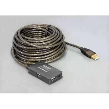 DeLock USB 2.0 pagarinātāja kabelis 10m aktīvs ar 4 portu centrmezglu - USB centrmezgls - 4 x USB 2.0 (82748)