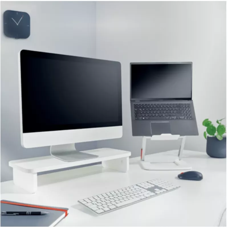 Monitora statīvs LEITZ Freestanding 64340001 — brīvi stāvošs galda statīvs 61 cm (24 collu) ekrāniem, 20 kg ietilpība, augstuma regulēšana, balts