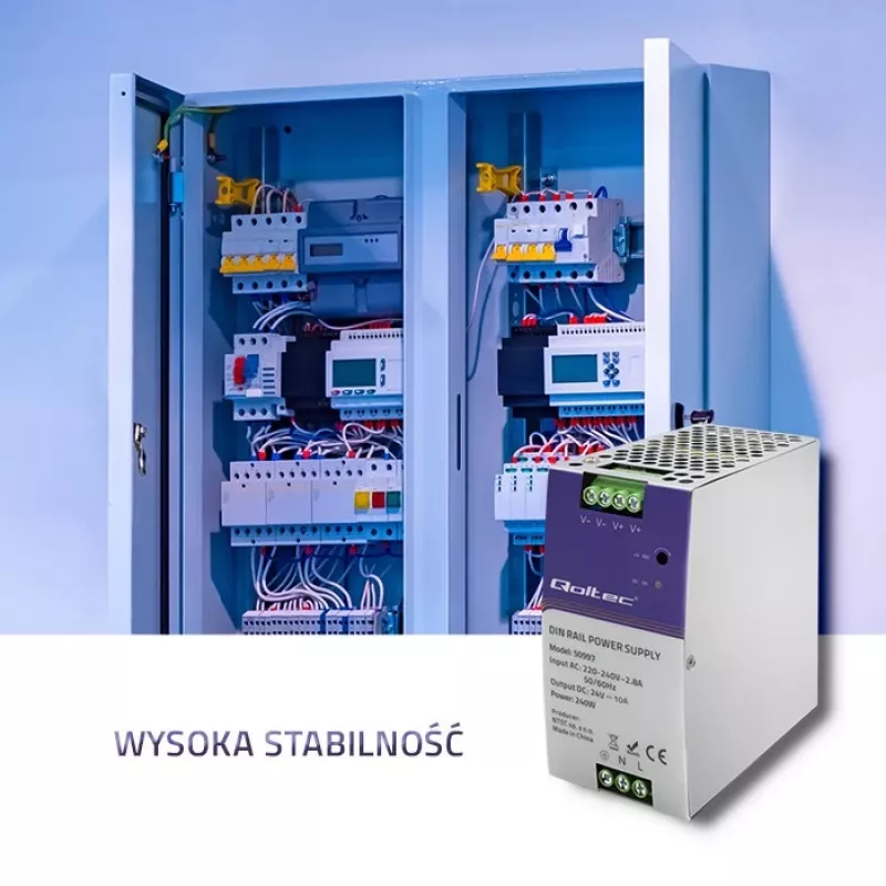 DIN sliedes barošanas bloks QOLTEC 50997 240W 24V 10A